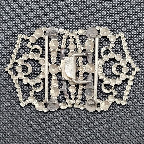 Victorian Steel Cut Crown Buckle Metal Two-Piece Hook Eye Antique Vintage Style - Picture 3 of 11